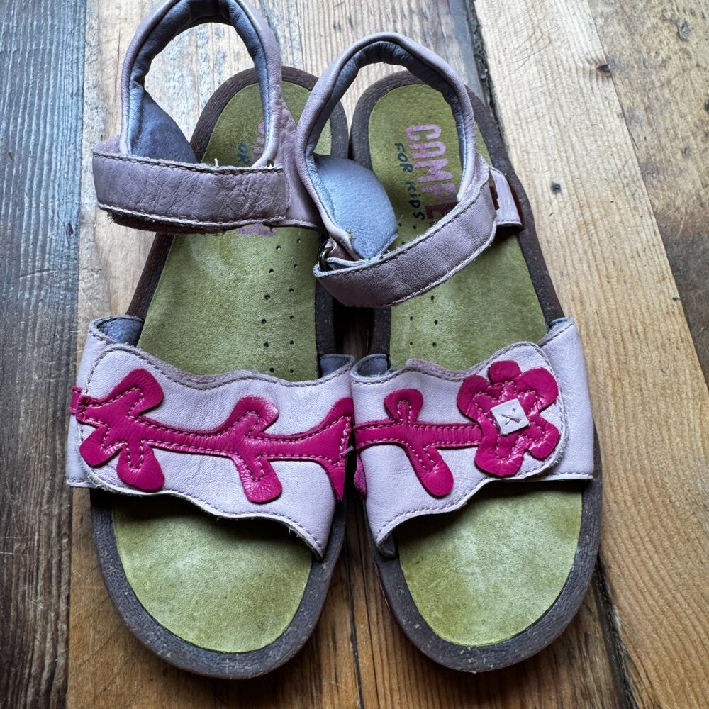 Camper Kids Open Toe Sandals Comfy Leather Straps Pink Size 34 US 3.5